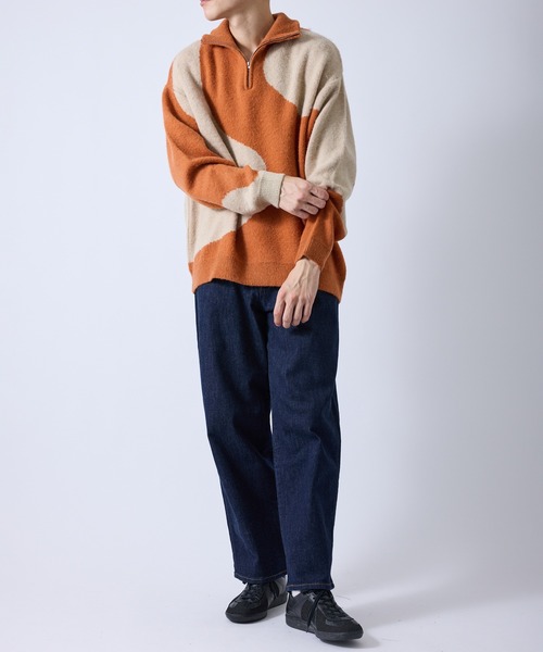  j.n.r.d（ジェー・エヌ・アール・ディー）の「マーブルニットハーフZIP（Tシャツ/カットソー・メンズ・ライトグリーン/オレンジ/チャコールグレー・L/M）」の8枚目の写真