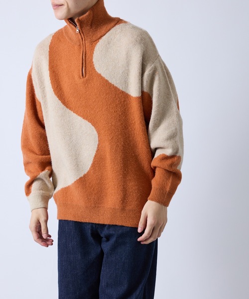  j.n.r.d（ジェー・エヌ・アール・ディー）の「マーブルニットハーフZIP（Tシャツ/カットソー・メンズ・ライトグリーン/オレンジ/チャコールグレー・L/M）」の6枚目の写真
