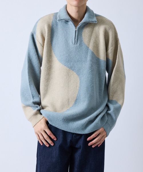  j.n.r.d（ジェー・エヌ・アール・ディー）の「マーブルニットハーフZIP（Tシャツ/カットソー・メンズ・ライトグリーン/オレンジ/チャコールグレー・L/M）」の4枚目の写真
