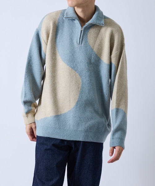  j.n.r.d（ジェー・エヌ・アール・ディー）の「マーブルニットハーフZIP（Tシャツ/カットソー・メンズ・ライトグリーン/オレンジ/チャコールグレー・L/M）」の5枚目の写真
