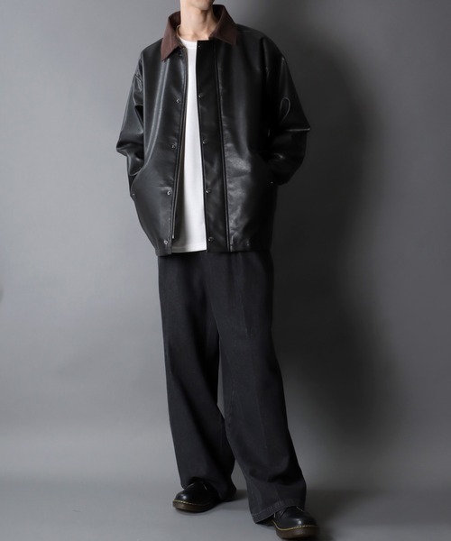 セール】Synthetic Leather Hunting Jacket/オーバーサイズ