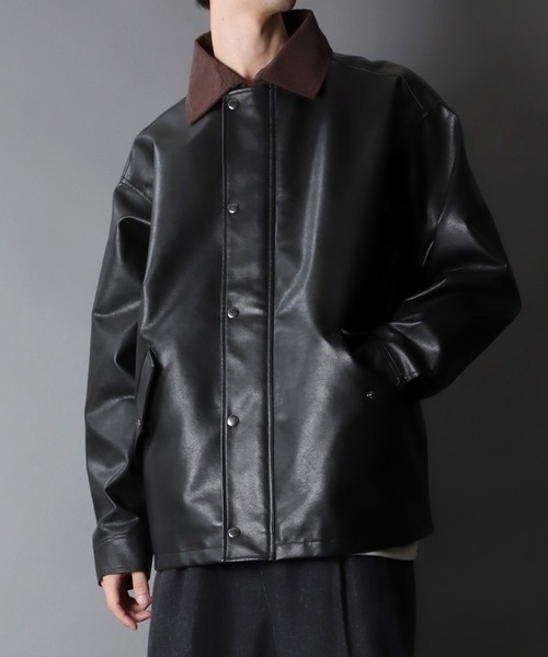 セール】Synthetic Leather Hunting Jacket/オーバーサイズ
