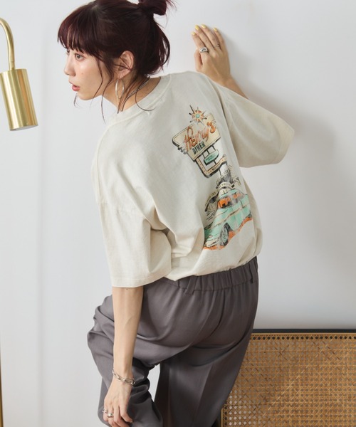 Auntie Rosa Holiday(アンティローザホリデー)の「ヴィンテージライクCARプリントTEE(Tシャツ/カットソー・レディース・イエロー/チャコールグレー/ナチュラル・FREE)」の18枚目の写真