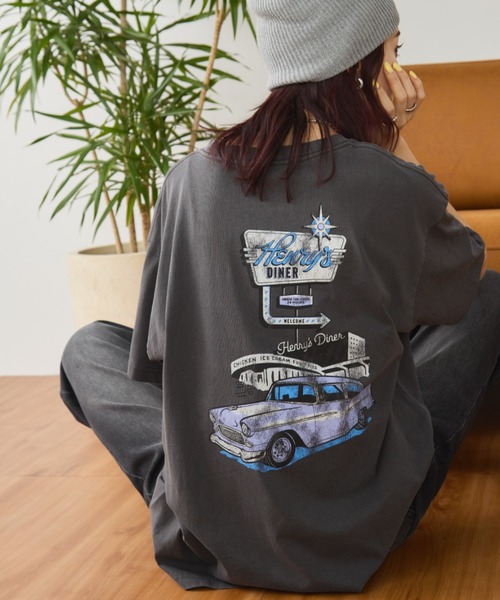 Auntie Rosa Holiday(アンティローザホリデー)の「ヴィンテージライクCARプリントTEE(Tシャツ/カットソー・レディース・イエロー/チャコールグレー/ナチュラル・FREE)」の7枚目の写真