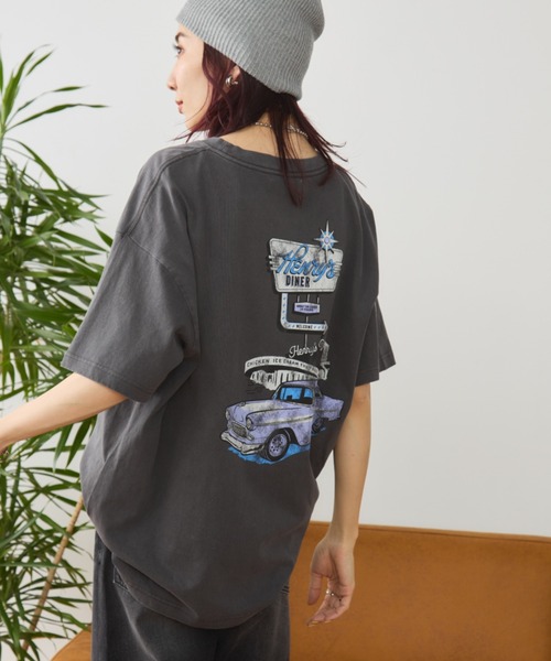 Auntie Rosa Holiday(アンティローザホリデー)の「ヴィンテージライクCARプリントTEE(Tシャツ/カットソー・レディース・イエロー/チャコールグレー/ナチュラル・FREE)」の6枚目の写真