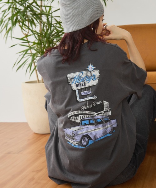 Auntie Rosa Holiday(アンティローザホリデー)の「ヴィンテージライクCARプリントTEE(Tシャツ/カットソー・レディース・イエロー/チャコールグレー/ナチュラル・FREE)」の8枚目の写真