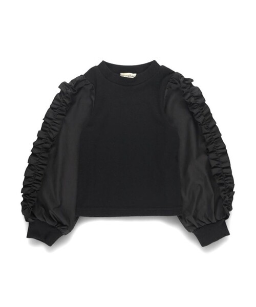 BRANSHES(ブランシェス)の「袖フリル長袖Tシャツ(Tシャツ/カットソー・キッズ・アイボリー/ブラック・100/90/120/110/140/130/150)」の4枚目の写真