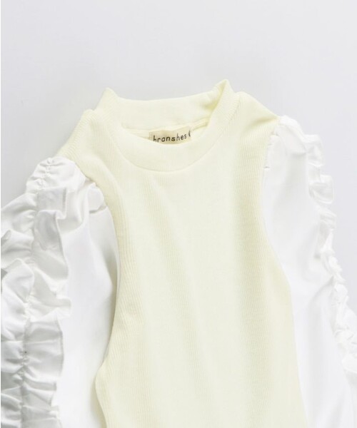 BRANSHES(ブランシェス)の「袖フリル長袖Tシャツ(Tシャツ/カットソー・キッズ・アイボリー/ブラック・100/90/120/110/140/130/150)」の5枚目の写真