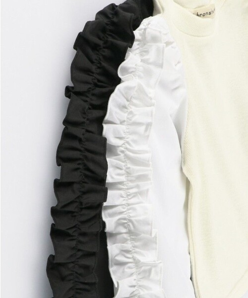 BRANSHES(ブランシェス)の「袖フリル長袖Tシャツ(Tシャツ/カットソー・キッズ・アイボリー/ブラック・100/90/120/110/140/130/150)」の6枚目の写真