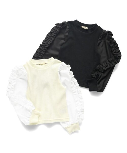 BRANSHES(ブランシェス)の「袖フリル長袖Tシャツ(Tシャツ/カットソー・キッズ・アイボリー/ブラック・100/90/120/110/140/130/150)」の11枚目の写真