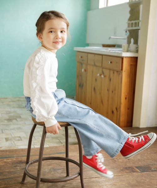 BRANSHES(ブランシェス)の「袖フリル長袖Tシャツ(Tシャツ/カットソー・キッズ・アイボリー/ブラック・100/90/120/110/140/130/150)」の15枚目の写真