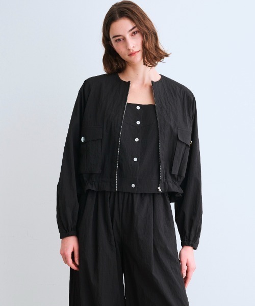 THREE DOTS スリードッツ ノーカラージャケット ネイビー パイル c-2309-DD702M_BM.jpg