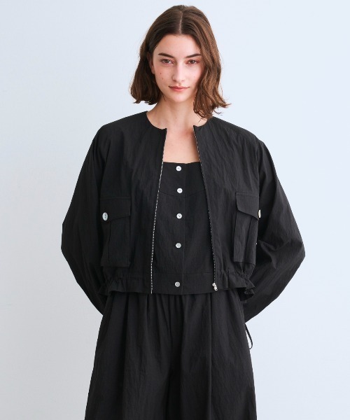 THREE DOTS スリードッツ ノーカラージャケット ネイビー パイル MEN's FALL WINTER COLLECTION スリードッツ オフィシャル