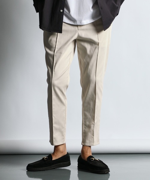 The DUFFER of ST.GEORGE(ザダファーオブセントジョージ)の「「GUM STRETCH CSF」CENTER CREASE TAPERED PANTS:超伸縮「ガムストレッチ」接触冷感 センタークリース ピンタック テーパードパンツ(スラックス・メンズ・ライトグレー/ライトベージュ/アイボリー/ブラック/ネイビー・X-LARGE/LARGE/MEDIUM/SMALL)」の6枚目の写真