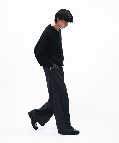 Adoon plain（アドーンプレーン）の「HERRINGBONE V NECK KNIT / へリンボーンVネックニット（ニット/セーター・メンズ・アイボリー/ブラック/ブルー・MEDIUM/LARGE）」の14枚目の写真