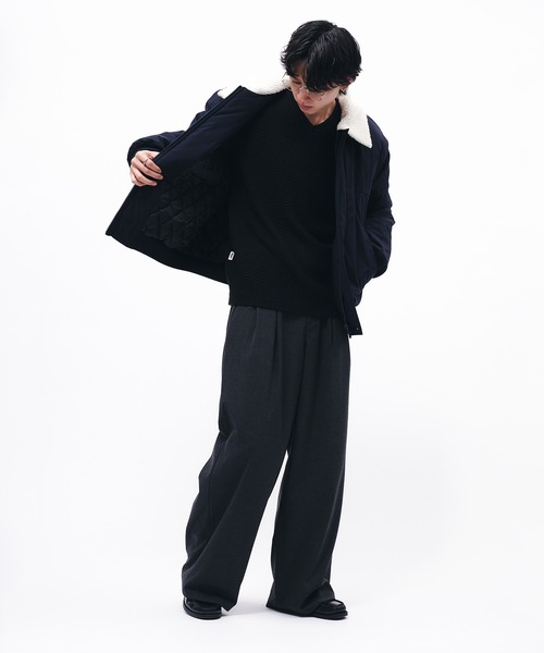 Adoon plain（アドーンプレーン）の「HERRINGBONE V NECK KNIT / へリンボーンVネックニット（ニット/セーター・メンズ・アイボリー/ブラック/ブルー・MEDIUM/LARGE）」の16枚目の写真