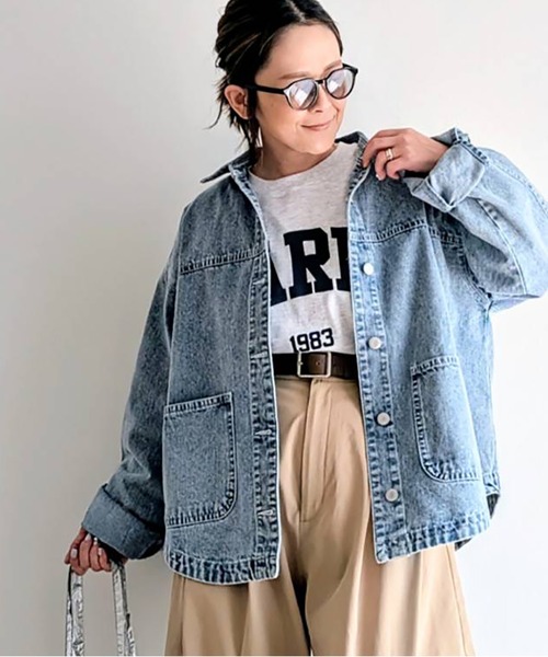 notch.(ノッチ)の「【sweet web掲載】デニムシャツジャケット(デニムジャケット・レディース・ブルー/ライトブルー/ブラック・M)」の4枚目の写真