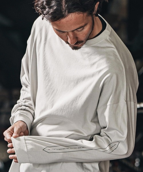 wjk reluxe（ダブルジェーケーリラックス）の「mlt5080-drop shoulder long sleeve cut sew ロンT（Tシャツ/カットソー・メンズ・ホワイト/ブラック/霜降りグレー・S/M/L/XL）」の5枚目の写真