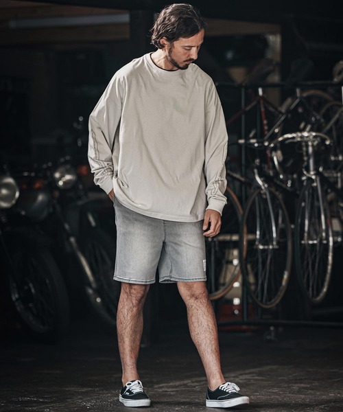 wjk reluxe（ダブルジェーケーリラックス）の「mlt5080-drop shoulder long sleeve cut sew ロンT（Tシャツ/カットソー・メンズ・ホワイト/ブラック/霜降りグレー・S/M/L/XL）」の6枚目の写真