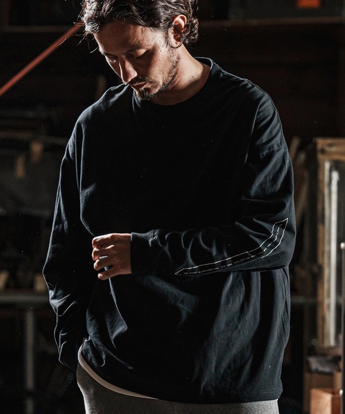 wjk reluxe（ダブルジェーケーリラックス）の「mlt5080-drop shoulder long sleeve cut sew ロンT（Tシャツ/カットソー・メンズ・ホワイト/ブラック/霜降りグレー・S/M/L/XL）」の10枚目の写真