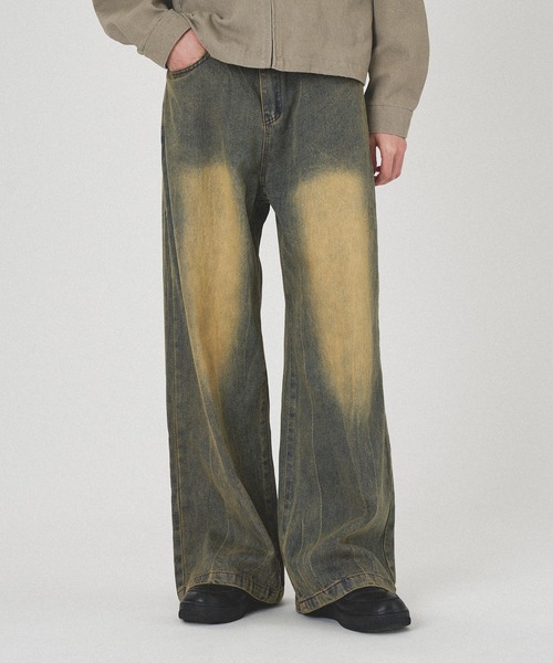 セール】VINTAGE LIKE STRAIGHT WIDE DENIM PANTS/ヴィンテージライク 