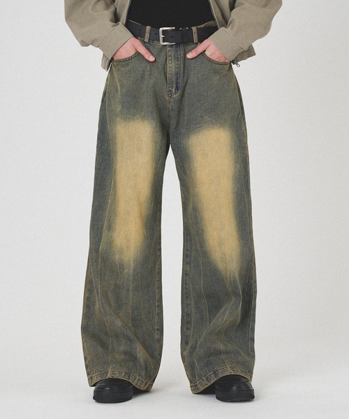 セール】VINTAGE LIKE STRAIGHT WIDE DENIM PANTS/ヴィンテージライク