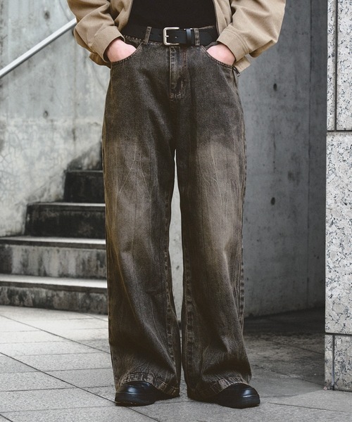 セール】VINTAGE LIKE STRAIGHT WIDE DENIM PANTS/ヴィンテージライク