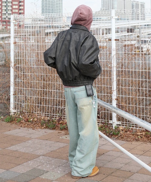 Perushu(ペルーシュ)の「vintage like docking design foodie ビンテージライクドッキングデザインフーディ(パーカー・メンズ・グレイッシュベージュ/チャコールグレー/ボルドー・MEDIUM/LARGE)」の13枚目の写真