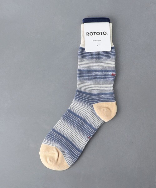 ROTOTO(ロトト)の「<ROTOTO> HORIZONTAL STRIPE CREW SOCKS/ストライプ クルーソックス(ソックス/靴下・メンズ・シャーベット/ライトブルー/ライトグレー・FREE)」の11枚目の写真
