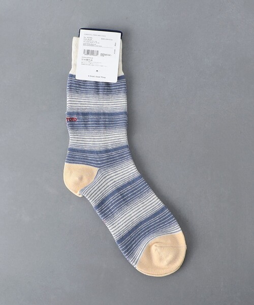ROTOTO(ロトト)の「<ROTOTO> HORIZONTAL STRIPE CREW SOCKS/ストライプ クルーソックス(ソックス/靴下・メンズ・シャーベット/ライトブルー/ライトグレー・FREE)」の12枚目の写真