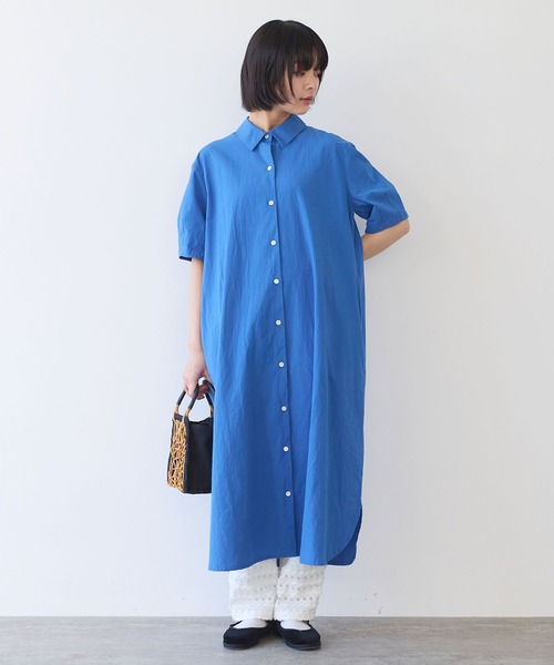 ビュルデサボン　強撚ポプリン 半袖シャツ △強撚ポプリン 半袖シャツ（シャツ/ブラウス）｜bulle de savon