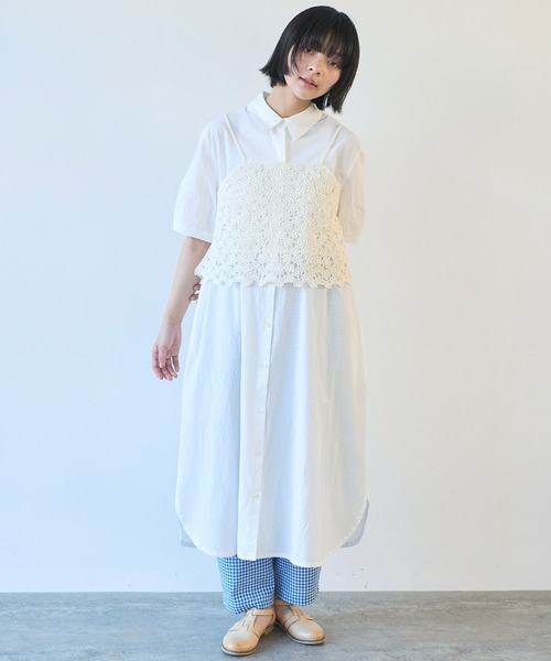 セール】強撚ポプリン 半袖シャツワンピース（ワンピース