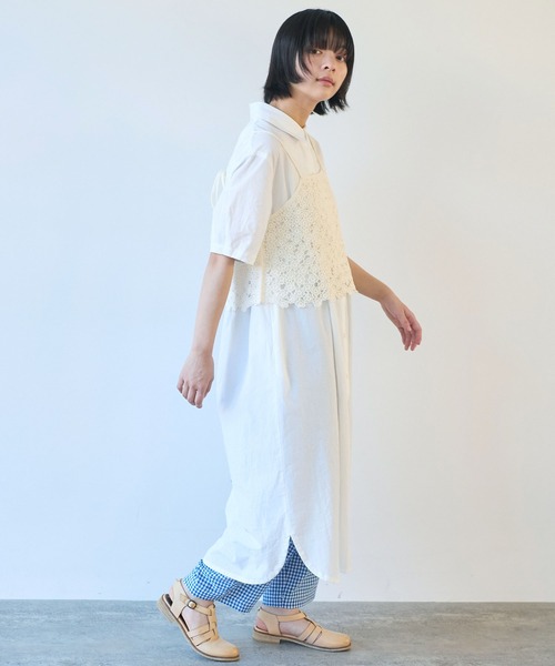 セール】強撚ポプリン 半袖シャツワンピース（ワンピース
