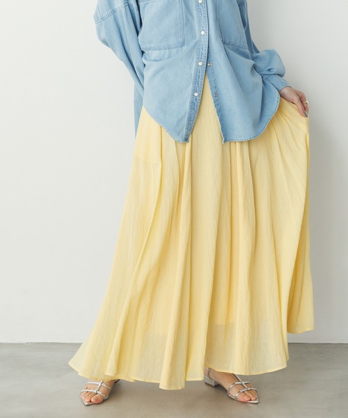 hunch（ハンチ）の「シアー マキシフレアスカート（スカート・レディース・アイボリー/ライトブルー/オレンジ/イエロー・FREE）」の3枚目の写真