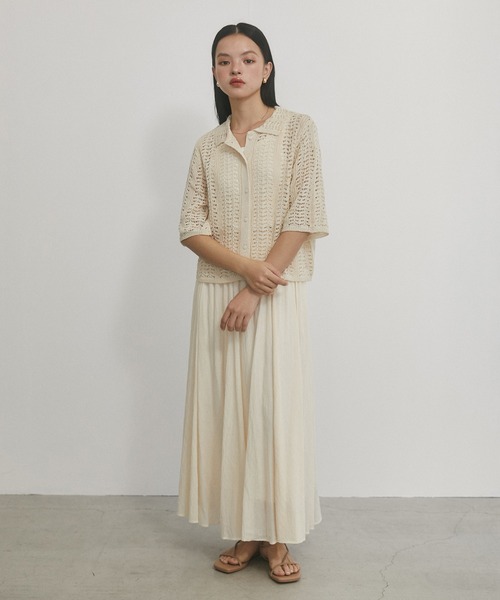 hunch（ハンチ）の「シアー マキシフレアスカート（スカート・レディース・アイボリー/ライトブルー/オレンジ/イエロー・FREE）」の9枚目の写真