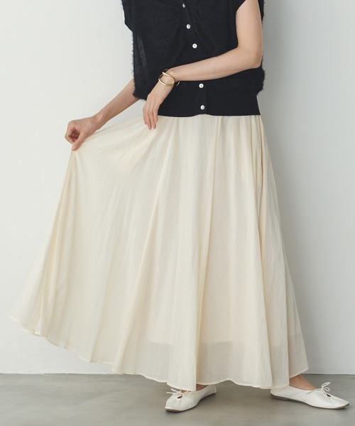hunch（ハンチ）の「シアー マキシフレアスカート（スカート・レディース・アイボリー/ライトブルー/オレンジ/イエロー・FREE）」の11枚目の写真