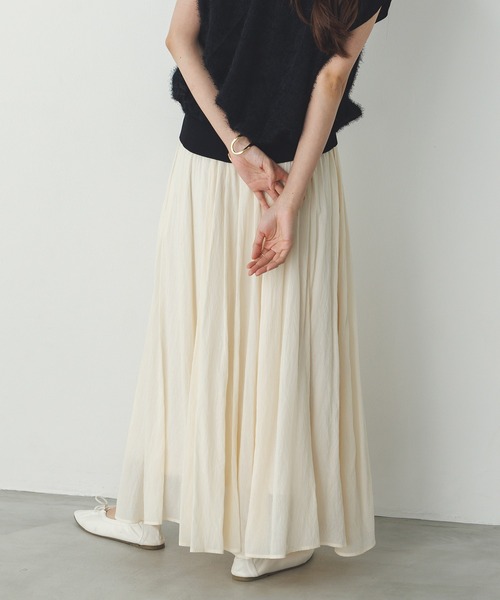 hunch（ハンチ）の「シアー マキシフレアスカート（スカート・レディース・アイボリー/ライトブルー/オレンジ/イエロー・FREE）」の13枚目の写真