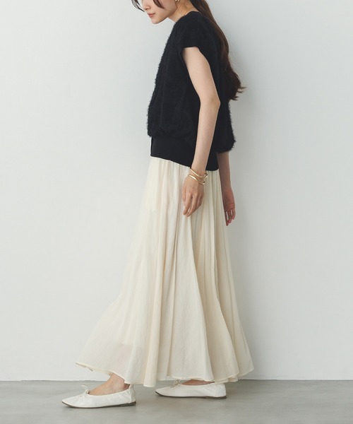 hunch（ハンチ）の「シアー マキシフレアスカート（スカート・レディース・アイボリー/ライトブルー/オレンジ/イエロー・FREE）」の19枚目の写真