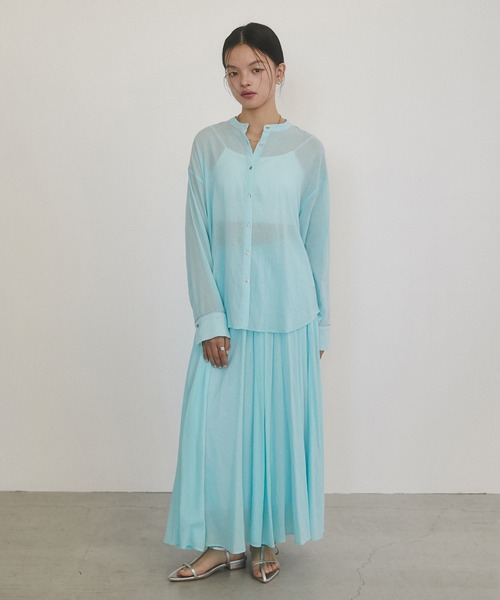 hunch（ハンチ）の「シアー マキシフレアスカート（スカート・レディース・アイボリー/ライトブルー/オレンジ/イエロー・FREE）」の20枚目の写真