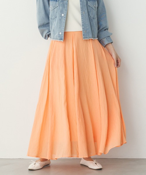 hunch（ハンチ）の「シアー マキシフレアスカート（スカート・レディース・アイボリー/ライトブルー/オレンジ/イエロー・FREE）」の5枚目の写真