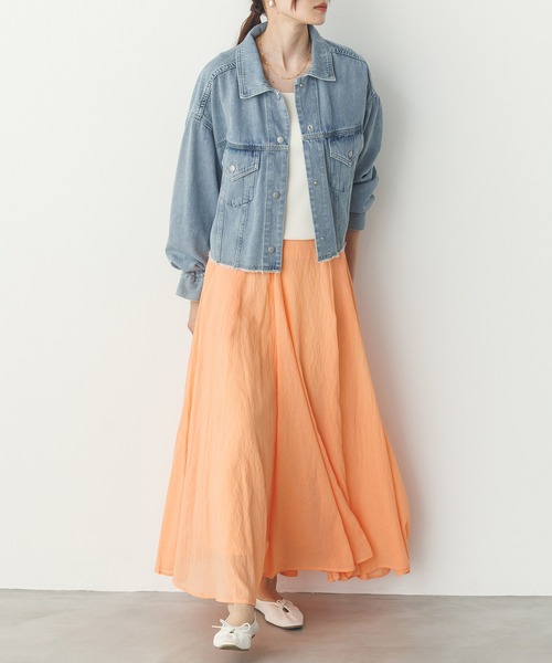 hunch（ハンチ）の「シアー マキシフレアスカート（スカート・レディース・アイボリー/ライトブルー/オレンジ/イエロー・FREE）」の8枚目の写真