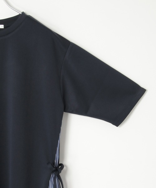 ikka（イッカ）の「【親子コーデ】異素材切り替えサイドリボンワンピース（ワンピース・レディース・ネイビー/ベージュ・M/L/S）」の19枚目の写真