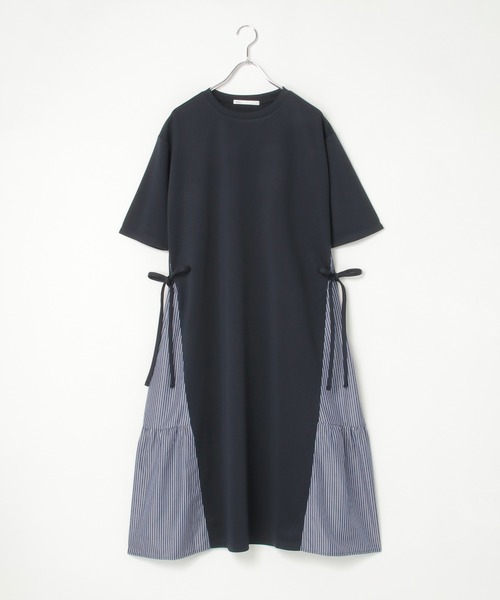 ikka（イッカ）の「【親子コーデ】異素材切り替えサイドリボンワンピース（ワンピース・レディース・ネイビー/ベージュ・M/L/S）」の14枚目の写真