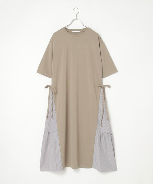 ikka（イッカ）の「【親子コーデ】異素材切り替えサイドリボンワンピース（ワンピース・レディース・ネイビー/ベージュ・M/L/S）」の15枚目の写真