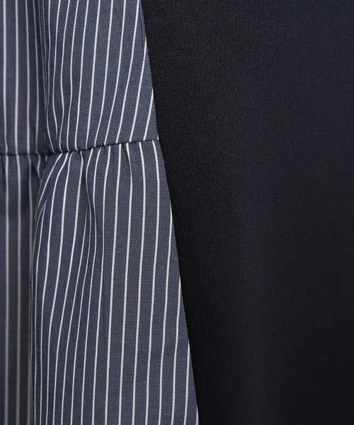 ikka（イッカ）の「【親子コーデ】異素材切り替えサイドリボンワンピース（ワンピース・レディース・ネイビー/ベージュ・M/L/S）」の12枚目の写真