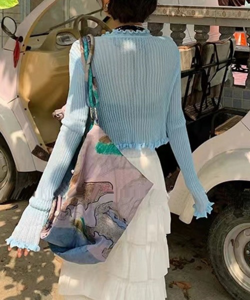 sevens(セブンズ)の「【sevens】CD Vネックレースアップカーディガン(カーディガン/ボレロ・レディース・ブラック/サックスブルー/ホワイト・FREE)」の10枚目の写真