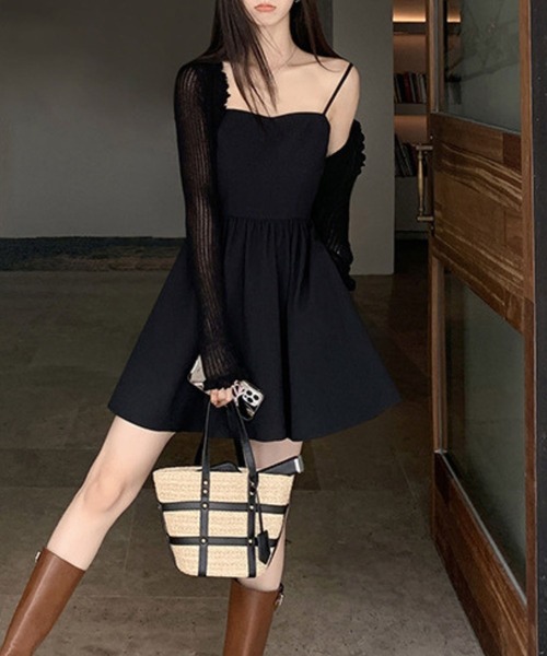 sevens(セブンズ)の「【sevens】CD Vネックレースアップカーディガン(カーディガン/ボレロ・レディース・ブラック/サックスブルー/ホワイト・FREE)」の6枚目の写真