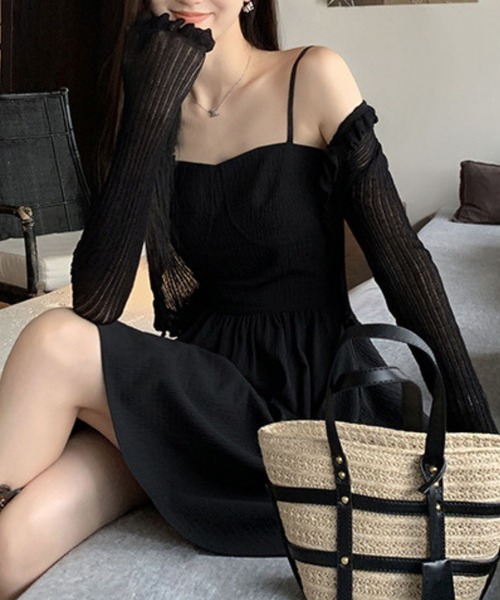 sevens(セブンズ)の「【sevens】CD Vネックレースアップカーディガン(カーディガン/ボレロ・レディース・ブラック/サックスブルー/ホワイト・FREE)」の7枚目の写真