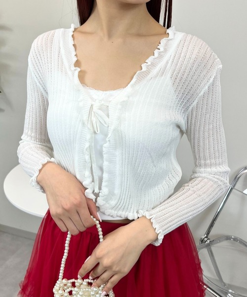 sevens(セブンズ)の「【sevens】CD Vネックレースアップカーディガン(カーディガン/ボレロ・レディース・ブラック/サックスブルー/ホワイト・FREE)」の14枚目の写真