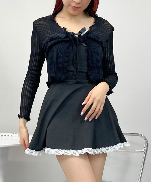 sevens(セブンズ)の「【sevens】CD Vネックレースアップカーディガン(カーディガン/ボレロ・レディース・ブラック/サックスブルー/ホワイト・FREE)」の15枚目の写真